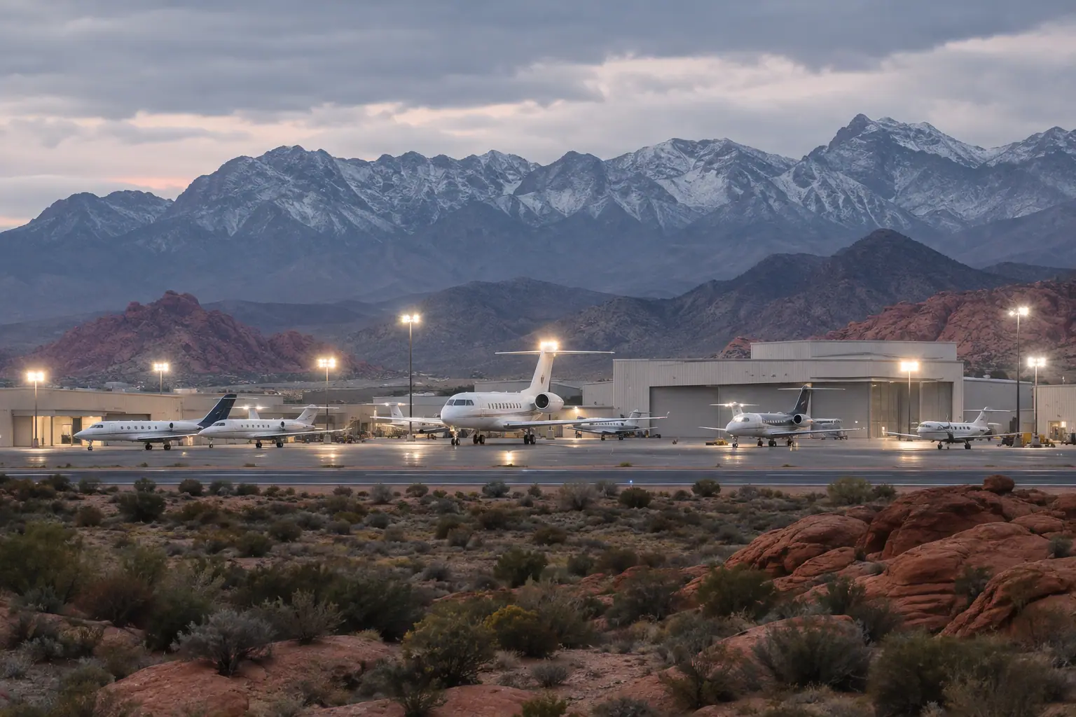 Private jets at Henderson Executive Airport